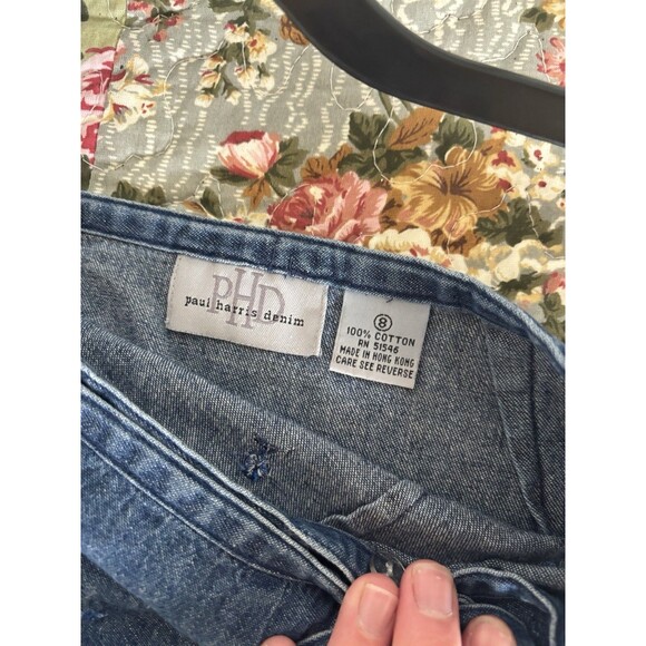 Vintage Paul Harris Designs Denim Skirt Floral Embroidery 8 90’s y2K Jeans - Picture 3 of 5